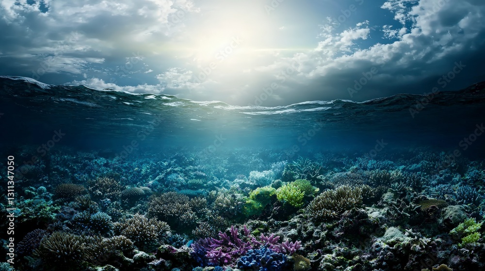 Underwater pollution dispersal coral reef environmental impact ocean serene viewpoint conservation awareness Underwater pollution dispersal coral reef environmental impact ocean serene viewpoint conservation awareness