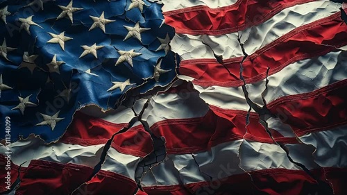 cracked American flag
