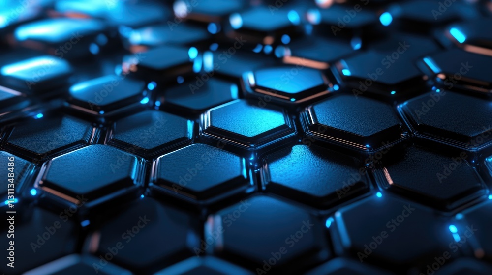 Close up view of hexagonal shapes on a surface Close up view of hexagonal shapes on a surface