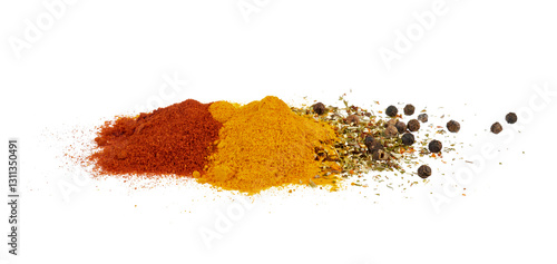 Fototapeta Naklejka Na Ścianę i Meble -  pile of different colorful spices isolated on white or transparent png