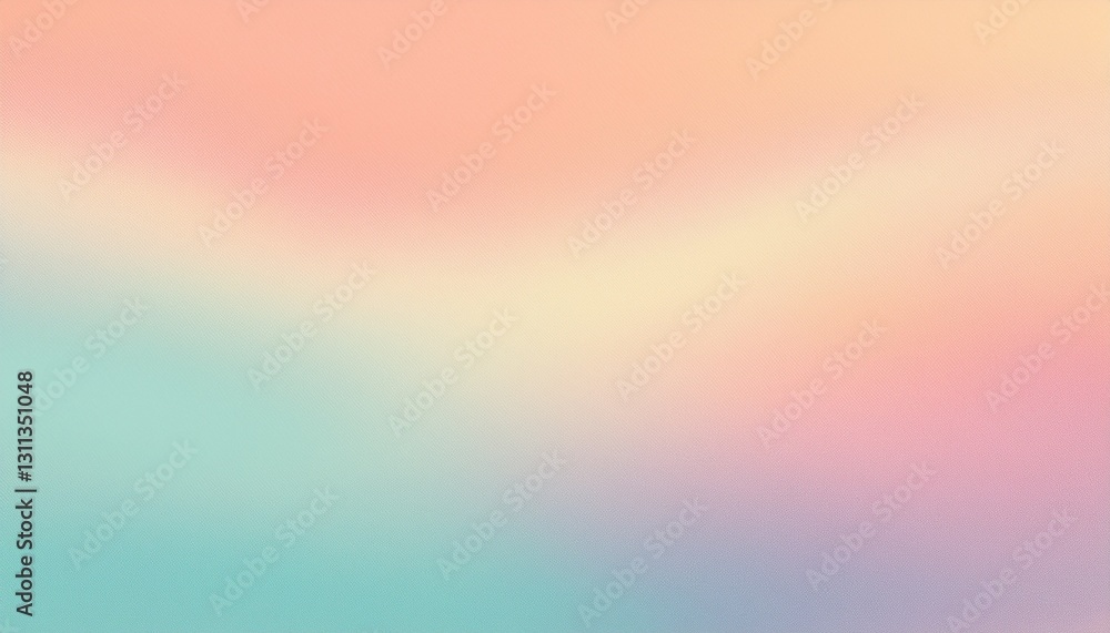 Obraz premium Gentle Pastel Grainy Gradient. Soft peach, lavender & mint color blend with subtle grainy noise texture. Delicate & airy. Ideal for subtle, light backgrounds