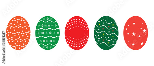 Set of easter eggs icon collection. Easter day festival on different eggs design color icons. Vector illustration.
