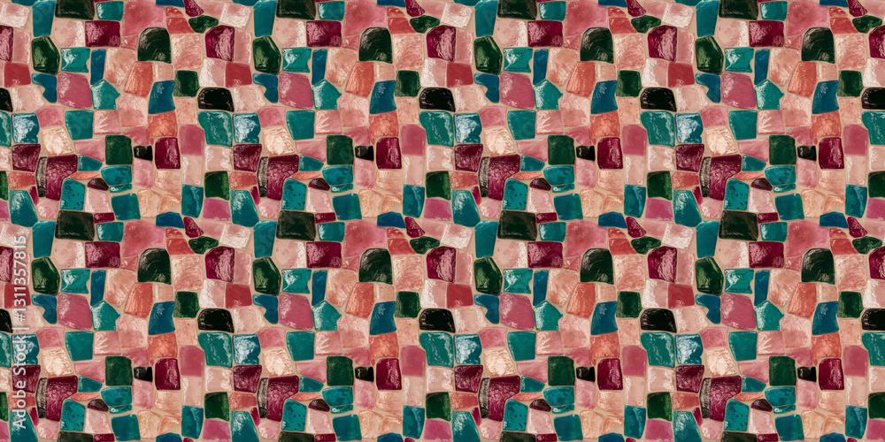 Fototapeta premium vivid cyan and hot pink random pattern mosaic tiles