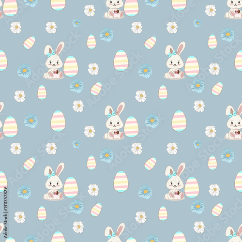 Easter Day Fabric PatternSeamless  on purple  tone
