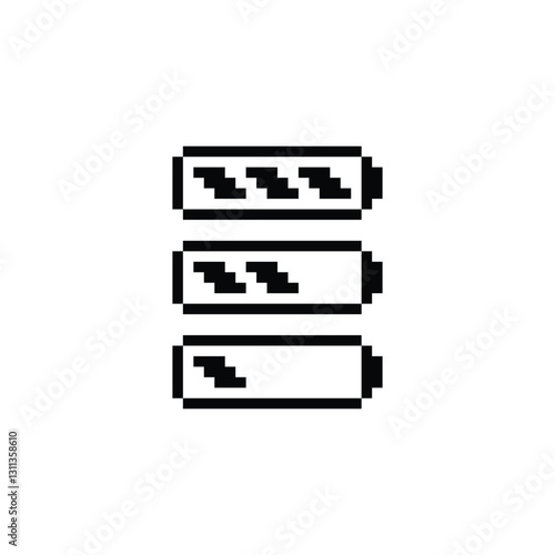 battery charge icon 8 bit, pixel art  energy battery icon  for game  logo.