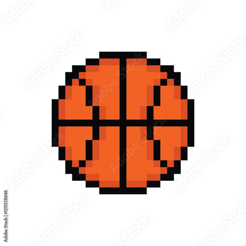 pixel   basketball and ball pixel art icon element for 8 bit game 
