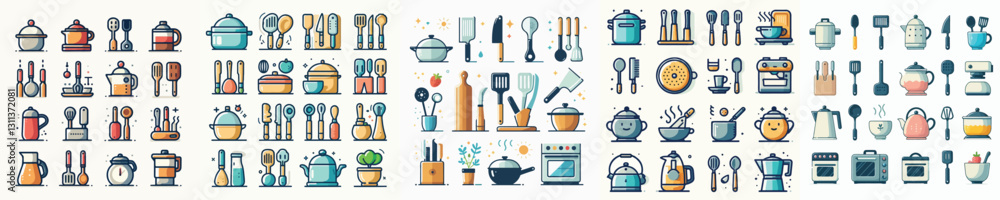 vector set of kitchen utensils. vector set of kitchen utensils.