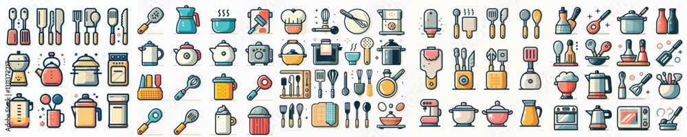 vector set of kitchen utensils. vector set of kitchen utensils.