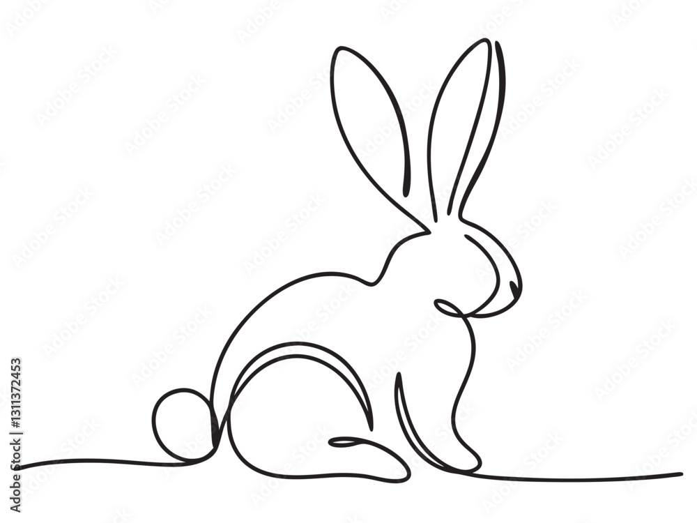 Continuous one line drawing of Easter Bunny rabbit line art drawing style vector Illustration Continuous one line drawing of Easter Bunny rabbit line art drawing style vector Illustration