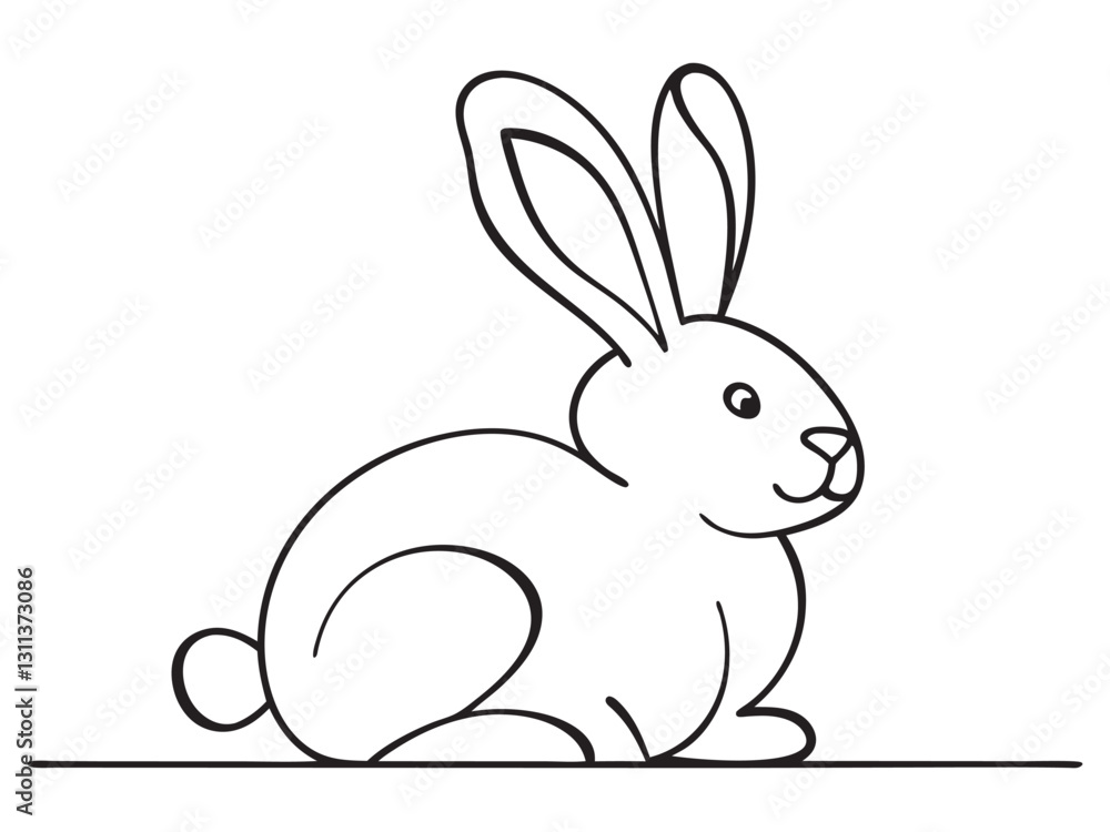 Continuous one line drawing of Easter Bunny rabbit line art drawing style vector Illustration Continuous one line drawing of Easter Bunny rabbit line art drawing style vector Illustration
