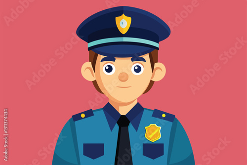 A cartoon-style police officer stands confidently, showcasing a uniform and friendly demeanor, Policeman