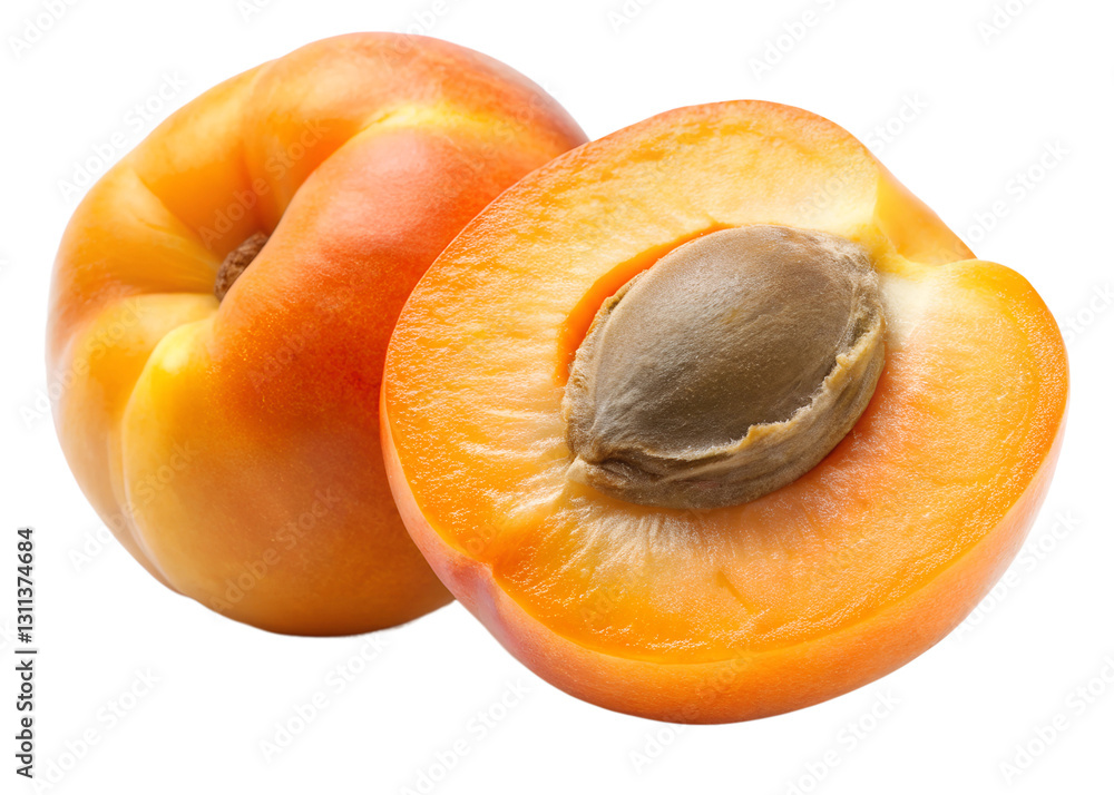 Fototapeta premium apricot with seed isolated on transparent background png