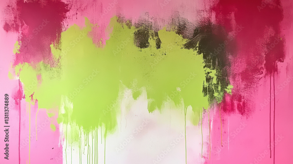 Fototapeta premium Abstract Pink and Green Paint Texture Background with Copy Space