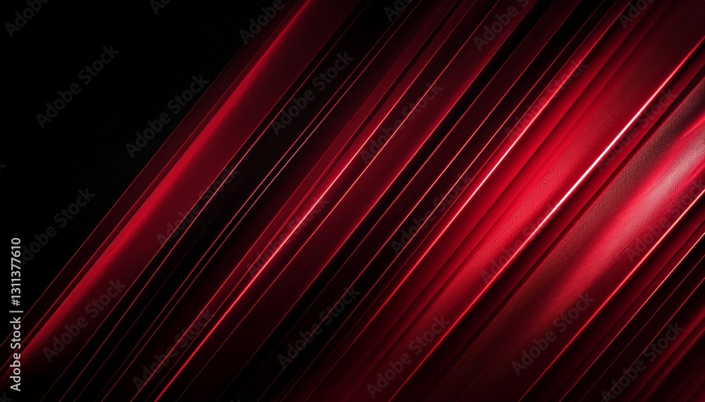Fototapeta premium Red Light Streaks on Black. Diagonal deep red light fading to black. Soft transitions. Dramatic & abstract background.