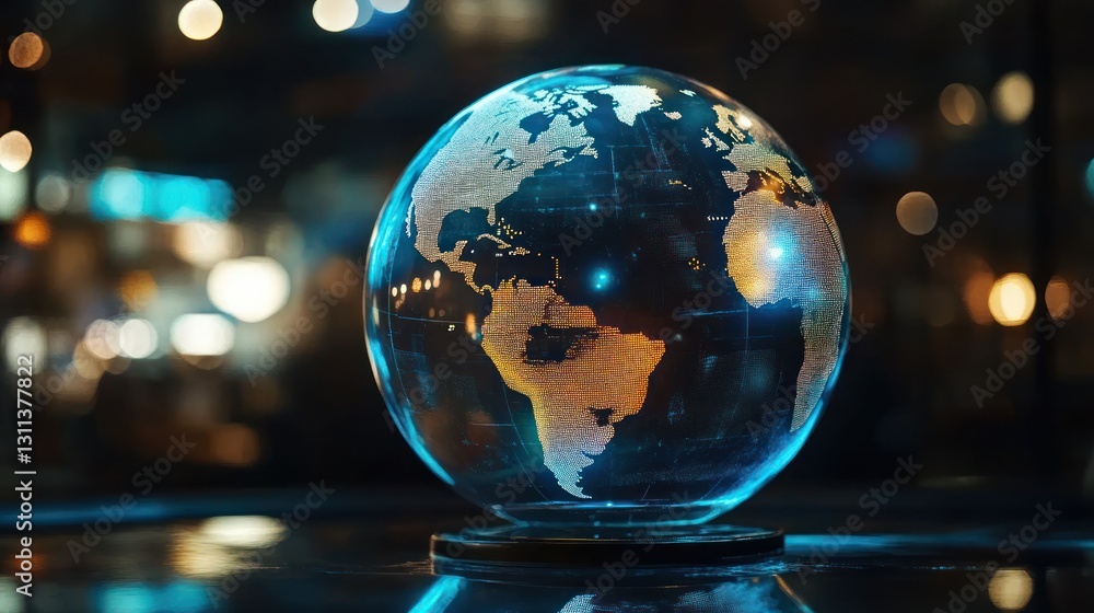 Futuristic Transparent Globe on a Dark Background Futuristic Transparent Globe on a Dark Background