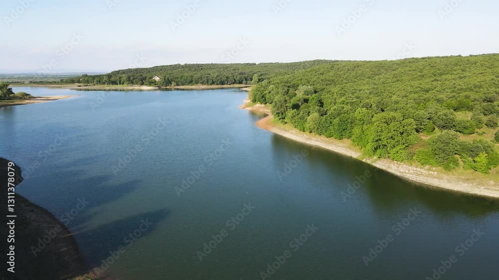 Aerial Autumn view of Tsankov kamak Reservoir, Smolyan Region, Bulgaria Aerial Autumn view of Tsankov kamak Reservoir, Smolyan Region, Bulgaria
