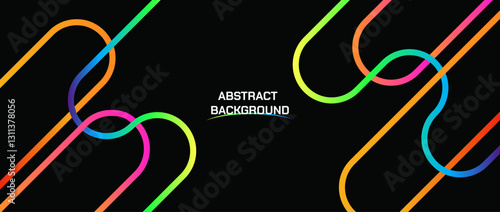 Thin line abstract neon vector background. Flow lines art colored striped graphic template. Outline stripes gradient continuous design poster. Vector illustration.
