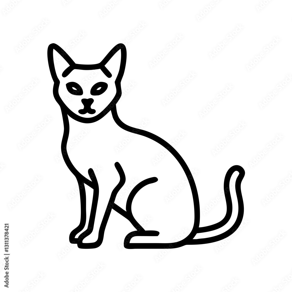 abyssinian-cat icon, black outline, modern design abyssinian-cat icon, black outline, modern design