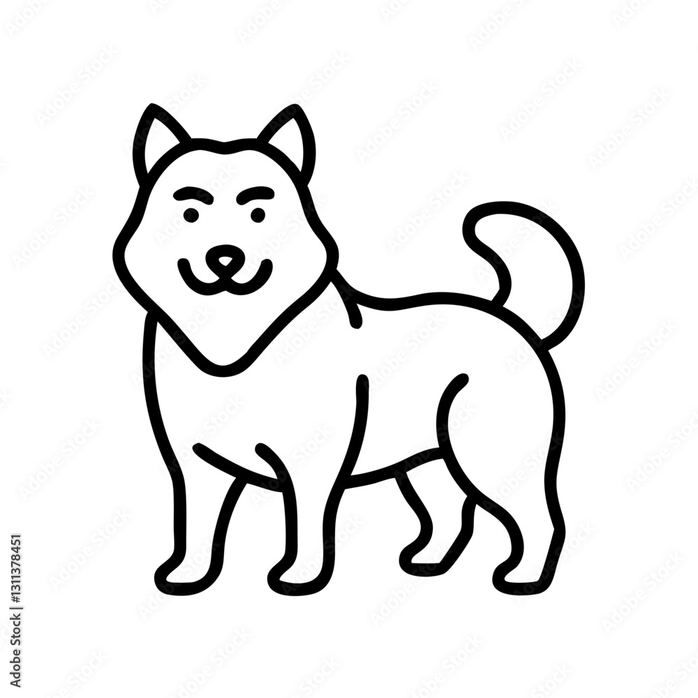 alaskan-malamute dog icon standing confidently, black outline, modern design alaskan-malamute dog icon standing confidently, black outline, modern design
