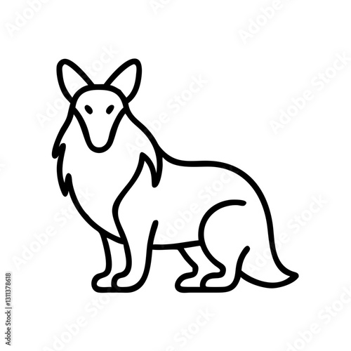 Dog collie icon sitting, showcasing loyalty and playfulness, black outline, modern design