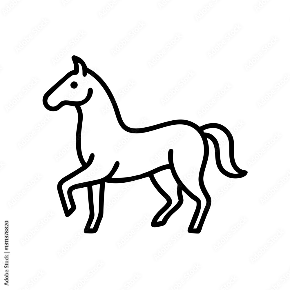 Horse icon prancing elegantly, symbolizes grace and freedom, black outline, modern design Horse icon prancing elegantly, symbolizes grace and freedom, black outline, modern design