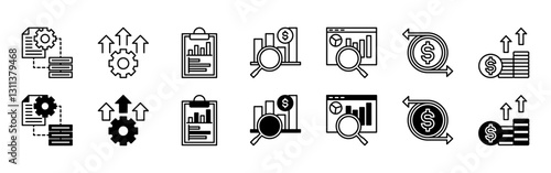Business analytics icon set isolated on white background vector illustration