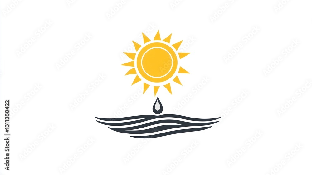 Sun over water; graphic logo; simple design; for use in nature or tourism; eco-friendly Sun over water; graphic logo; simple design; for use in nature or tourism; eco-friendly
