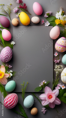 Elegant Easter card with eggs and flowers