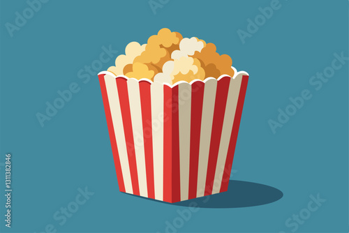 Enjoy a colorful popcorn box brimming with fluffy popcorn, perfect for movie nights or snacks, popcorn box