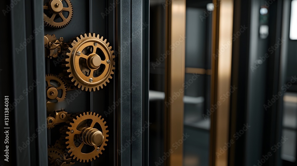 Intricate Steampunk Style Mechanisms in Underground Lift Setting with Gears and Mechanisms Intricate Steampunk Style Mechanisms in Underground Lift Setting with Gears and Mechanisms