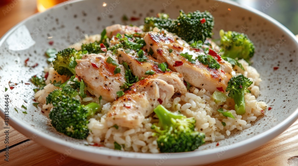 Nutritious rice dish with oven-roasted chicken slices Nutritious rice dish with oven-roasted chicken slices