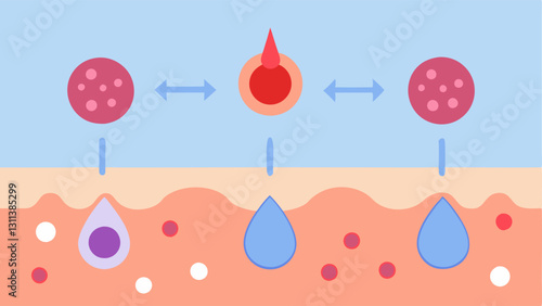 Timelapse of Healing A visual timeline of skin healing where exosomes are shown actively working over time to reduce redness and restore skin health.