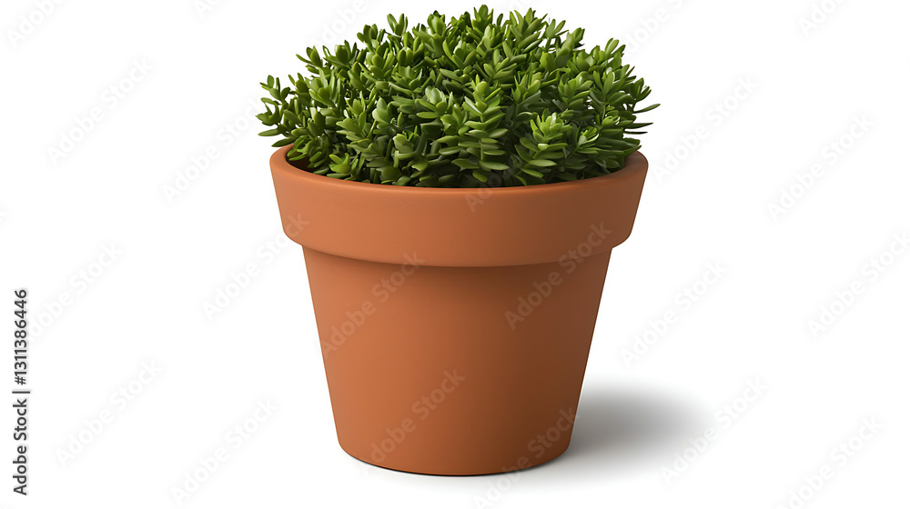 A small plant is in a brown pot A small plant is in a brown pot