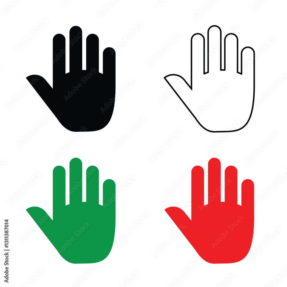 Fototapeta premium Hand stop icon set vector,Attention, warning, danger and safety concept.