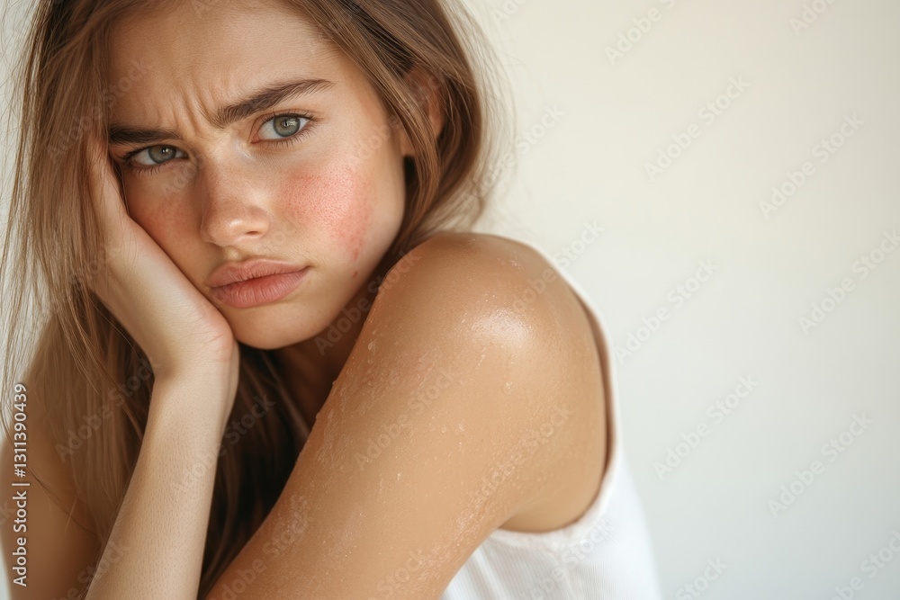 Young Woman with Acne Skin Problem Skincare Treatment face girl body tone model spots light beauty Young Woman with Acne Skin Problem Skincare Treatment face girl body tone model spots light beauty