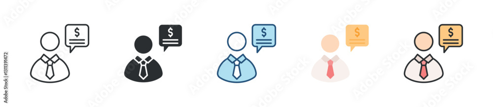 Financial Advisor Icon Set Multiple Style Collection Financial Advisor Icon Set Multiple Style Collection