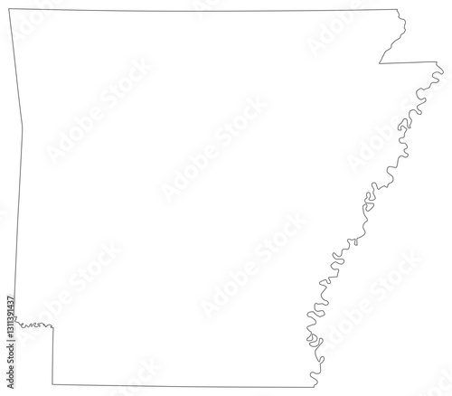Arkansas state outline map in black color