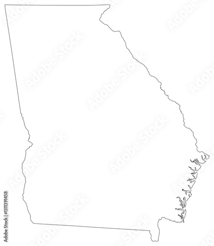 Georgia state outline map in black color