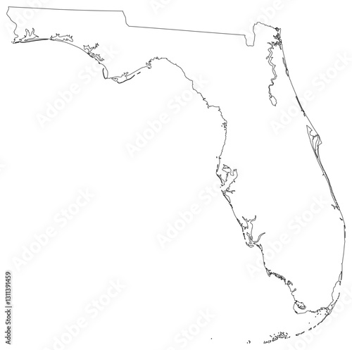 Florida state outline map in black color