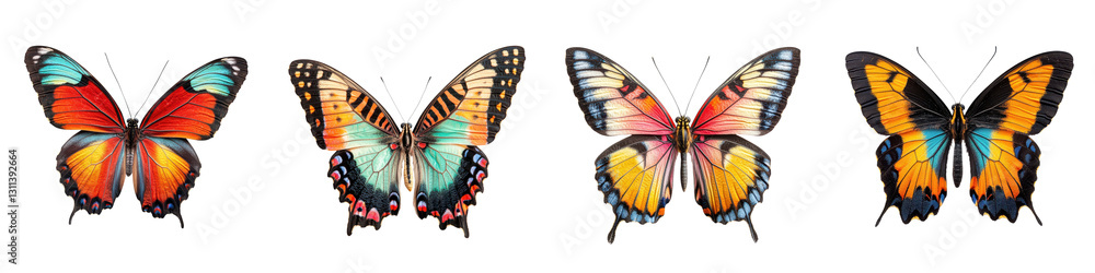 Captivating collection of colorful butterflies with intricate patterns and vibrant wings Captivating collection of colorful butterflies with intricate patterns and vibrant wings