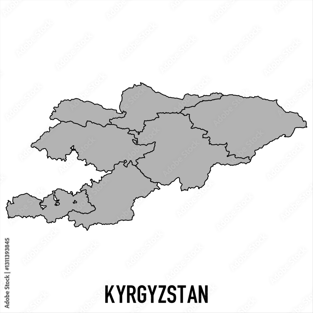Fototapeta premium Kyrgyzstan map in grey style isolated on white background. Vector illustration.