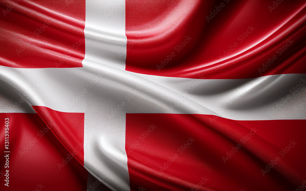 Denmark National Flag Illustration in close up, Part 4 Denmark National Flag Illustration in close up, Part 4