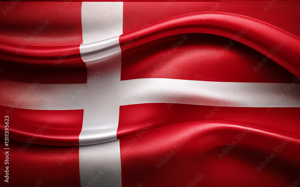Fototapeta premium Denmark National Flag Illustration in close up, Part 2
