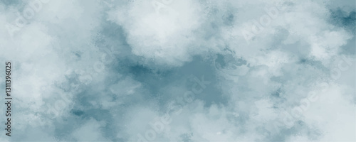 Abstract blue watercolor natural clouds and Soft white vintage or antique distressed texture. White clouds in the sky light cloudscape fluffy smoke. Vintage retro grunge old white texture with smoke