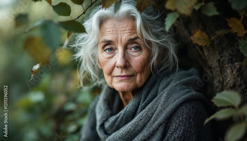 portrait of senior woman in autumn park