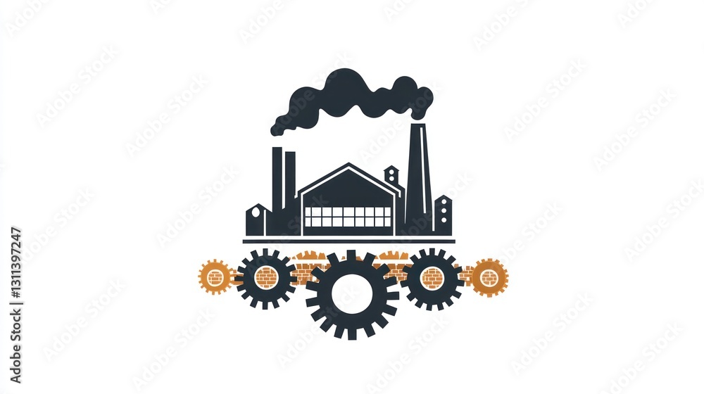 Naklejka premium Industrial factory gears, pollution concept, modern design