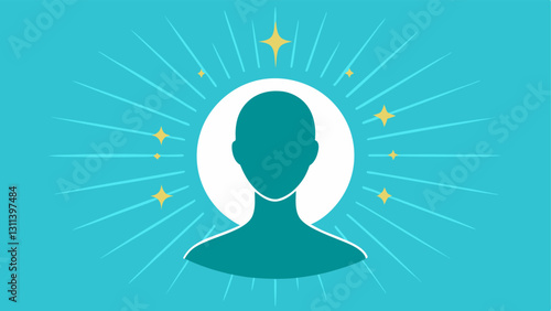 Youthful Glow Depict a radiant face silhouette with exosomes and peptides illustrated as sparkles or light rays emanating from them symbolizing a youthful appearance.
