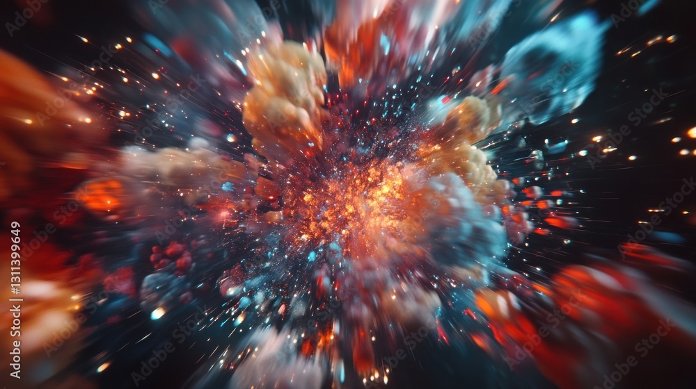 Vibrant cosmic explosion with colorful gases and stars Vibrant cosmic explosion with colorful gases and stars