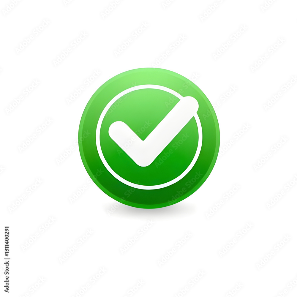 AI generated 3D green circle with white checkmark symbol for approval and verification AI generated 3D green circle with white checkmark symbol for approval and verification