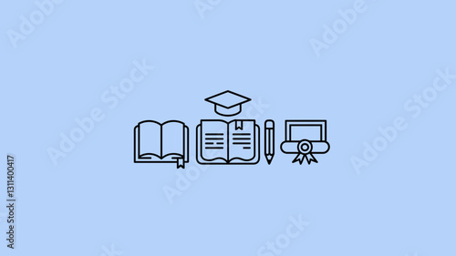 Education Vector Icon Set for E-Learning, Online Courses, Study Materials, and Graduation Themes - Perfect for Digital and Print Design Projects